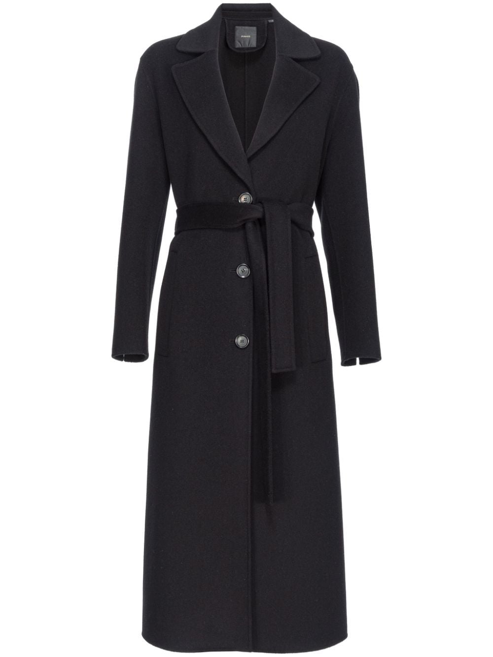 Shop Pinko Cornice Belted Coat In Black