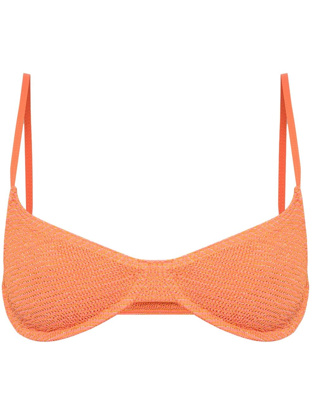 Bondeye Gracie Crinkled Bikini Top In Orange