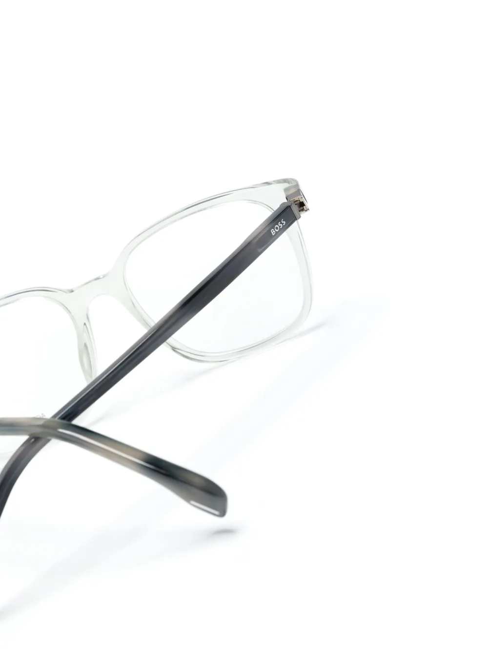 Shop Hugo Boss Transparent Square-frame Glasses In Grey