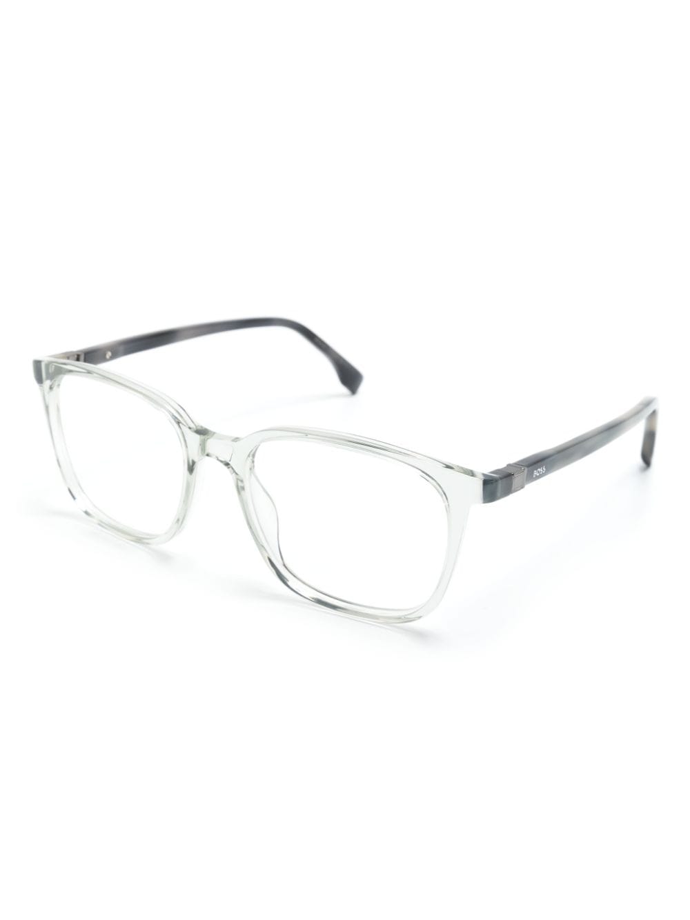 Shop Hugo Boss Transparent Square-frame Glasses In Grey
