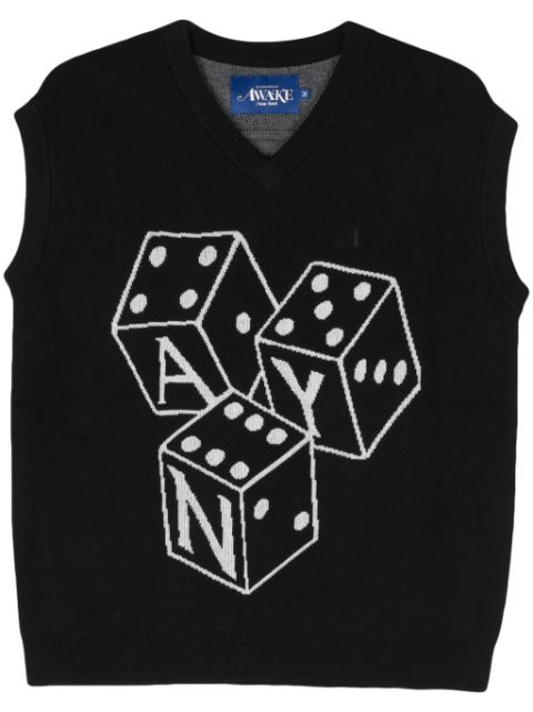 Awake NY Dice logo-jacquard vest