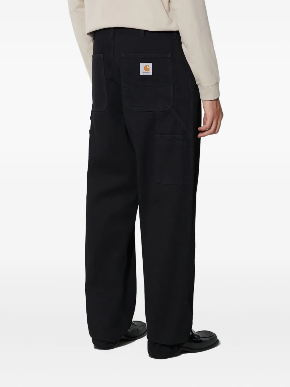 Carhartt Single Knee Logo-patch Trousers In Black