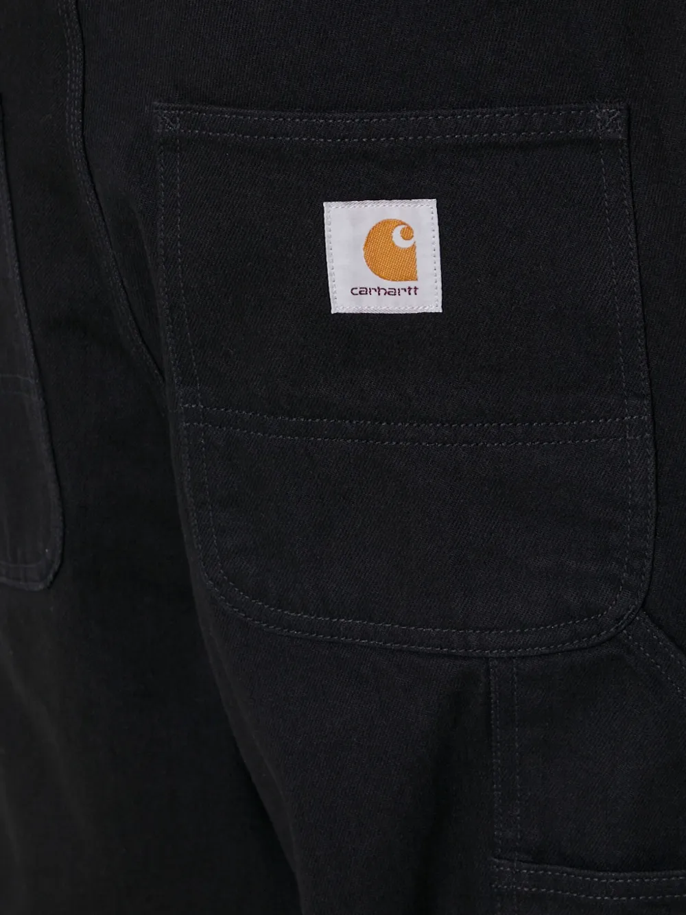 Carhartt Single Knee Logo-patch Trousers In Black