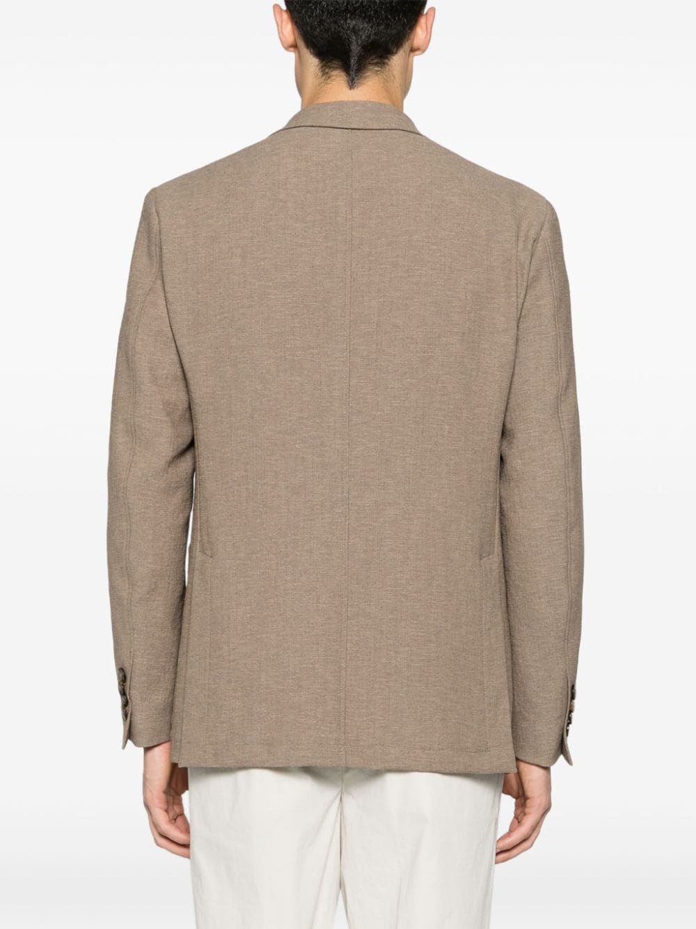 Shop Canali Notched-lapels Single-breasted Blazer In Neutrals