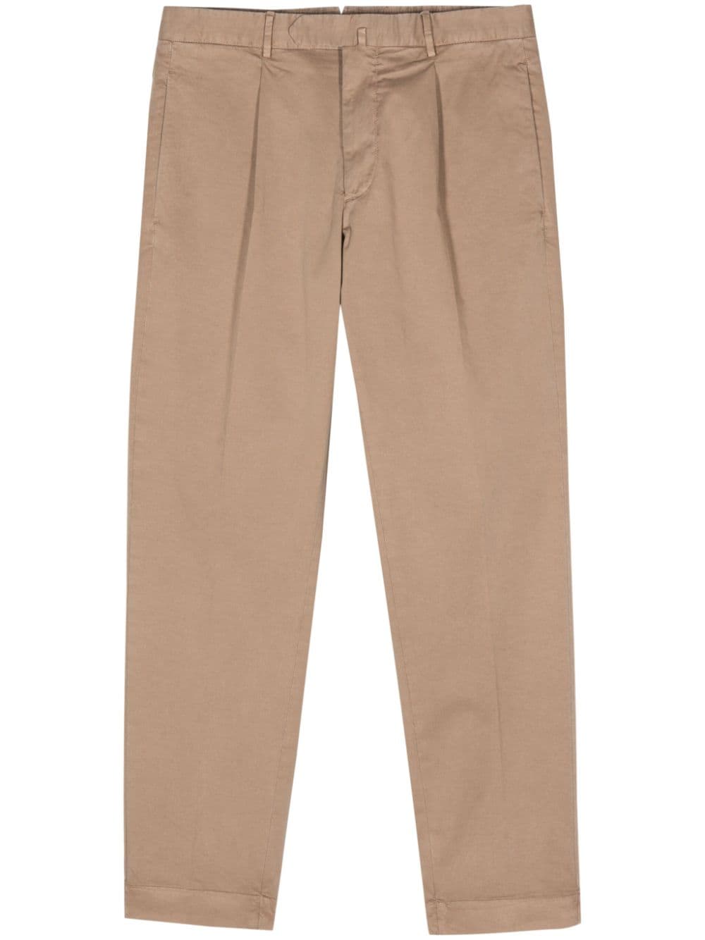 Dell'oglio Pressed-crease Tapered-leg Trousers In Brown