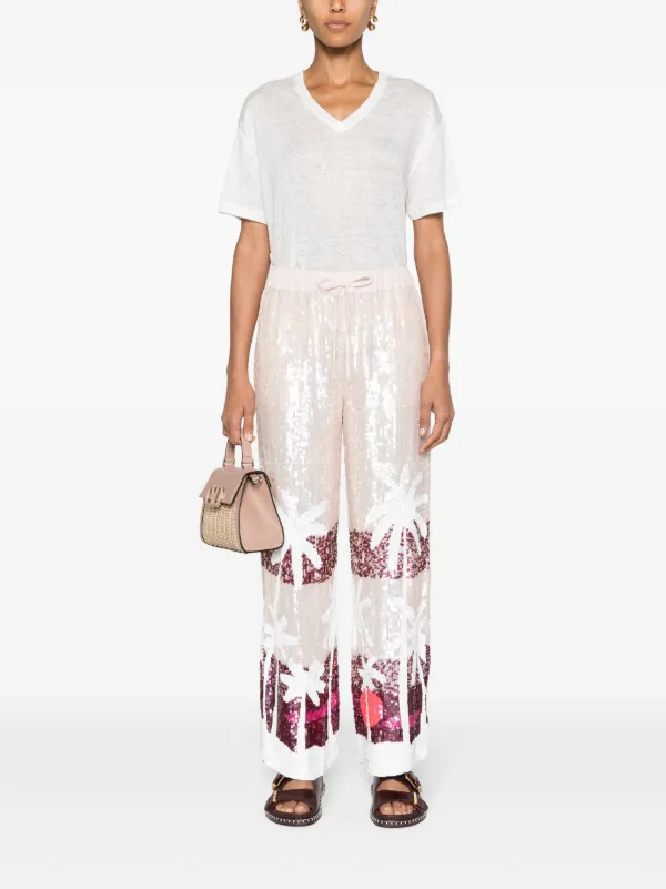 P.A.R.O.S.H. Sequinned straight-leg Trousers | Pink