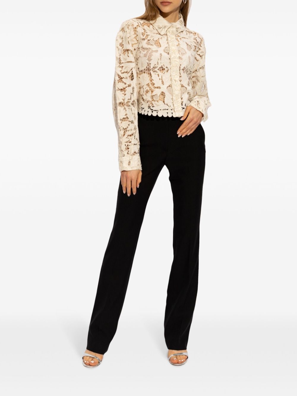 Shop Isabel Marant Cropped Lace Shirt In Neutrals