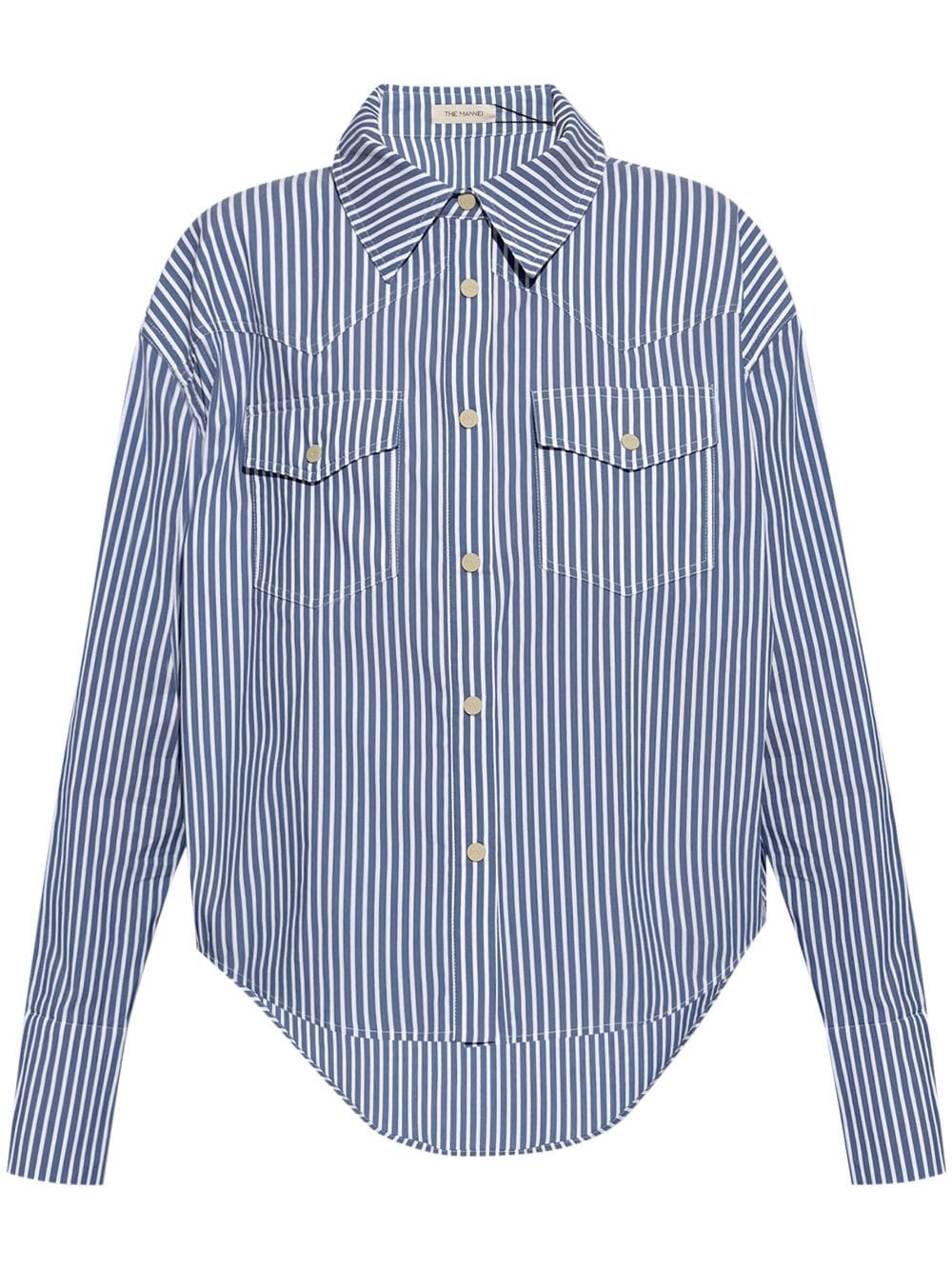 The Mannei Denis Striped Shirt In 蓝色