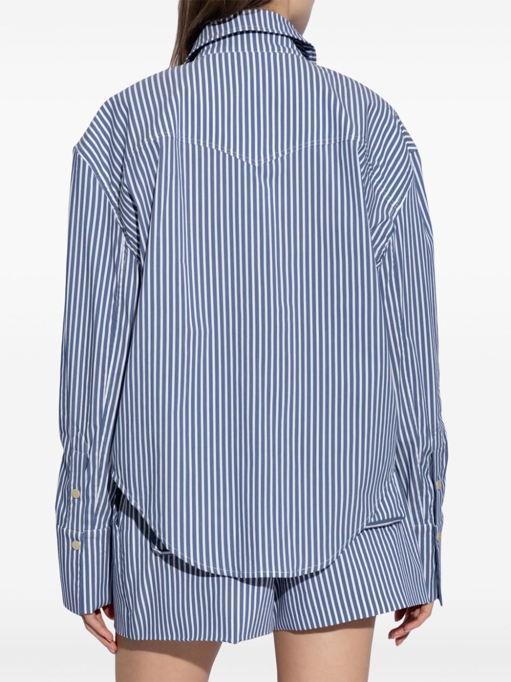 Shop The Mannei Denis Striped Shirt In 蓝色