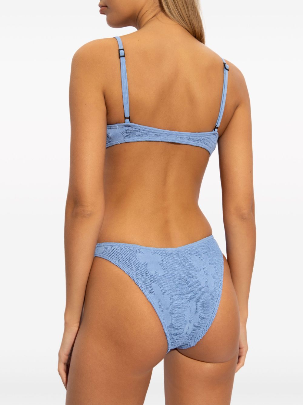 Shop Bondeye Gracie Jacquard Bikini Top In Blue