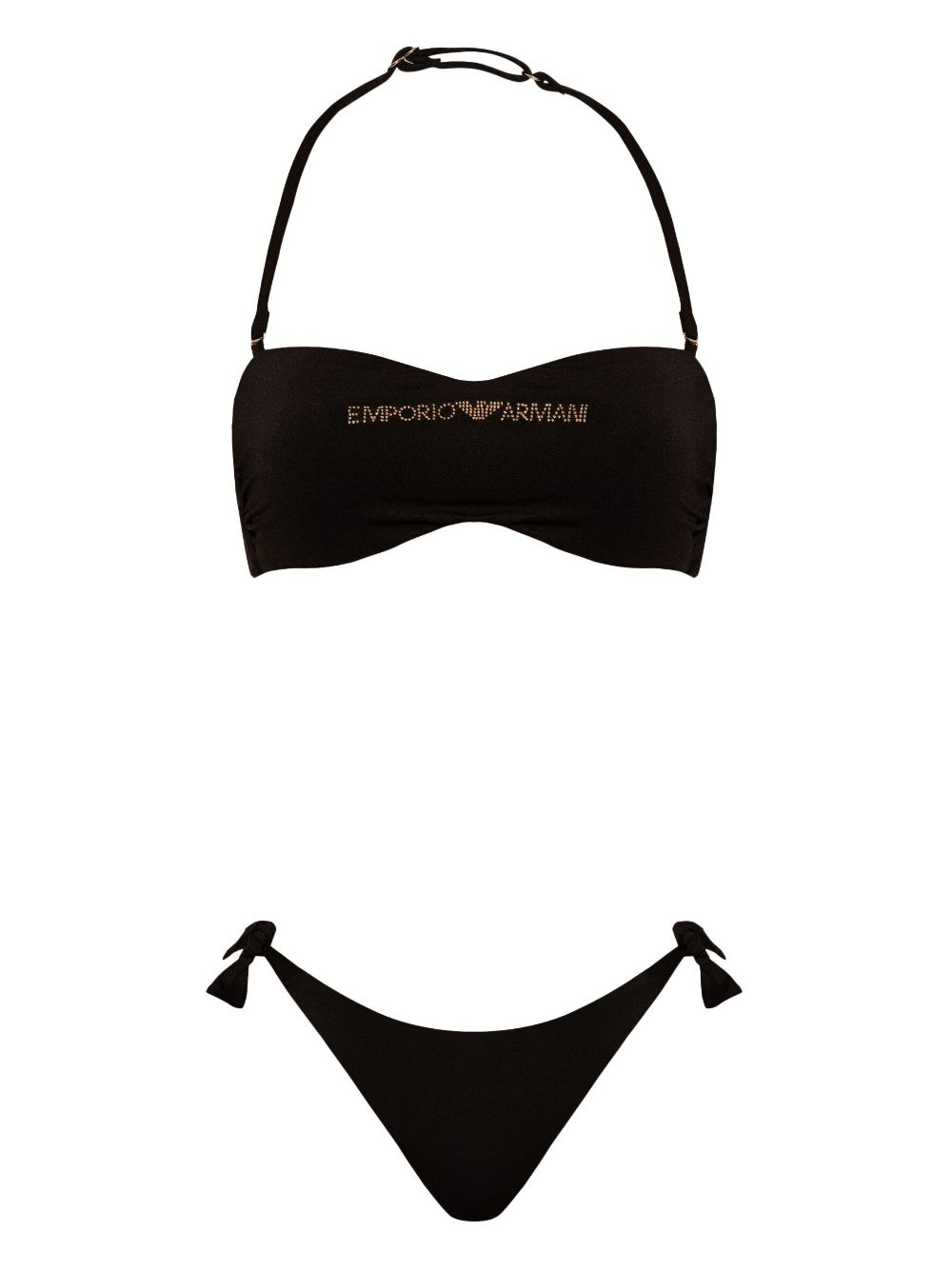 Emporio Armani logo-print bandeau bikini Zwart