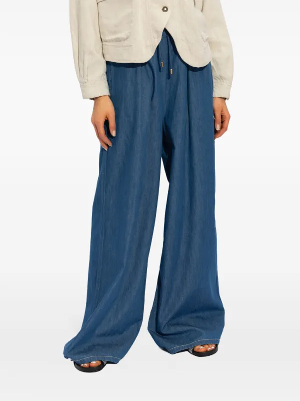 Emporio Armani high-rise wide-leg Trousers | Blue | FARFETCH