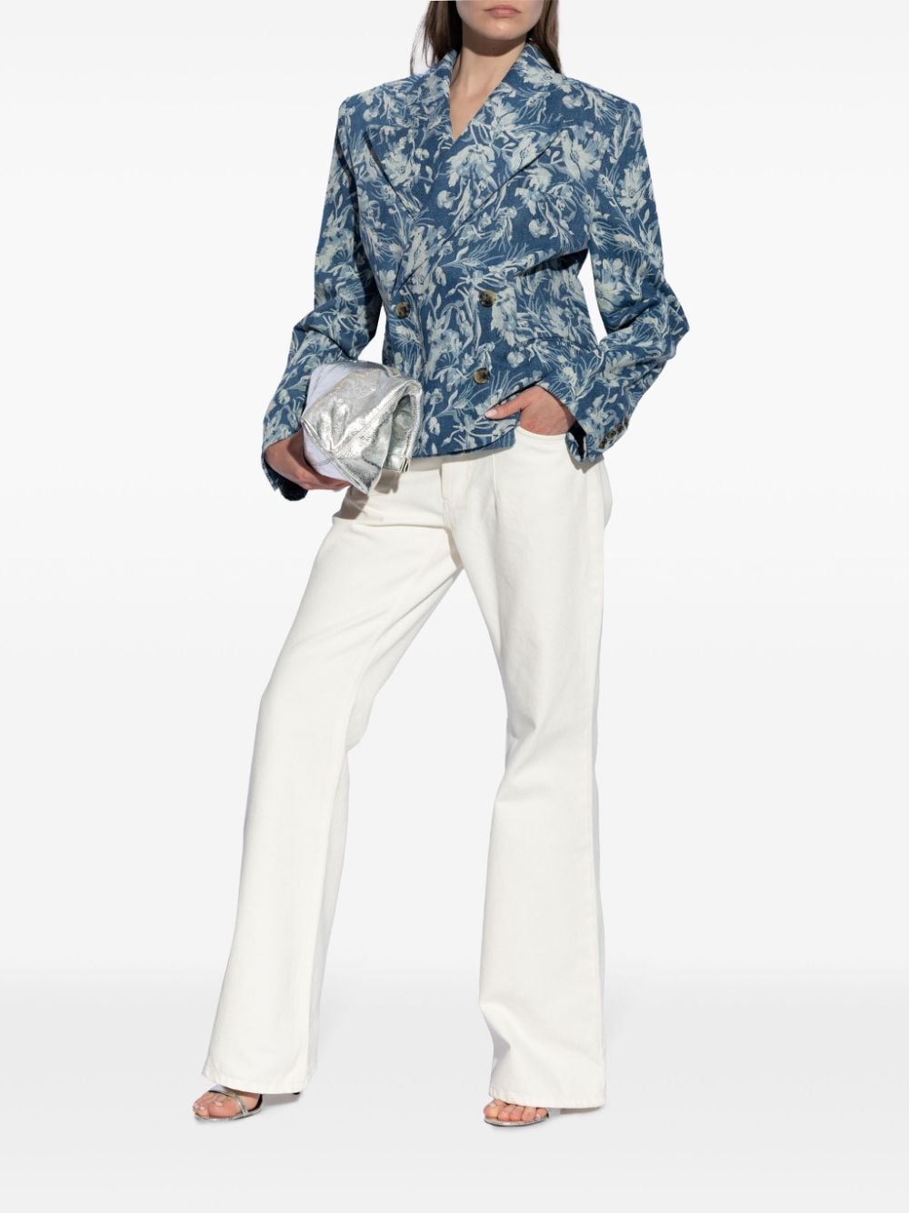 Shop The Mannei Couperin Floral-jacquard Blazer In 蓝色