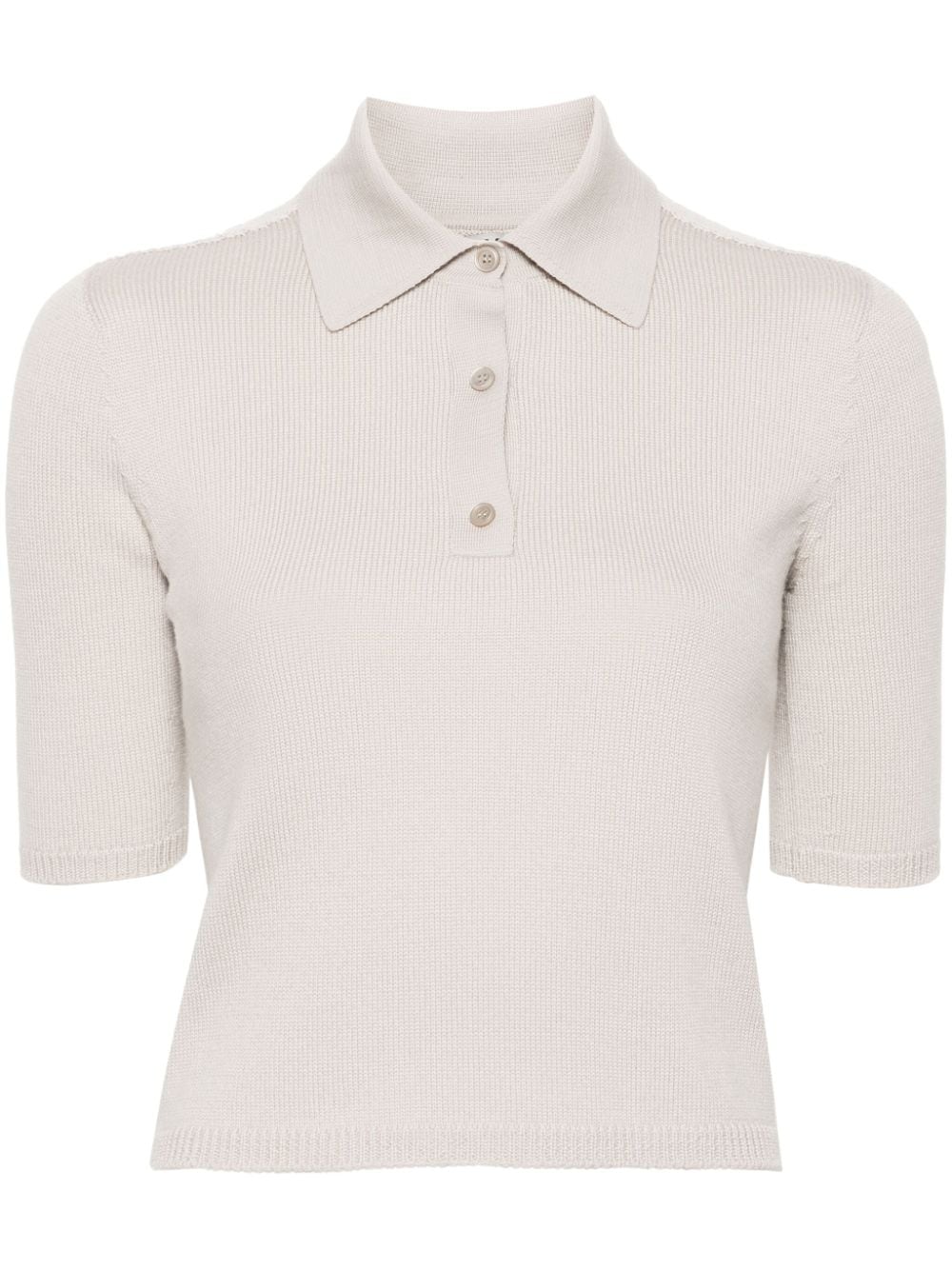 's Max Mara Fine-knit Virgin Wool Polo Top In Neutral