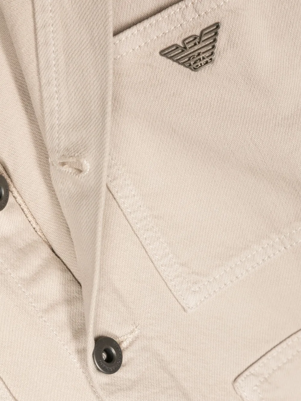 Shop Emporio Armani Eagle-motif Cotton Shirt Jacket In Neutrals