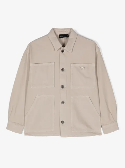 Emporio Armani Kids Eagle-motif cotton shirt jacket