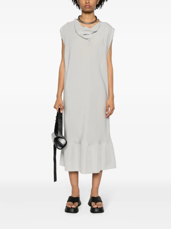 LEMAIRE cowl-neck Sleeveless Midi Dress | Grey | FARFETCH