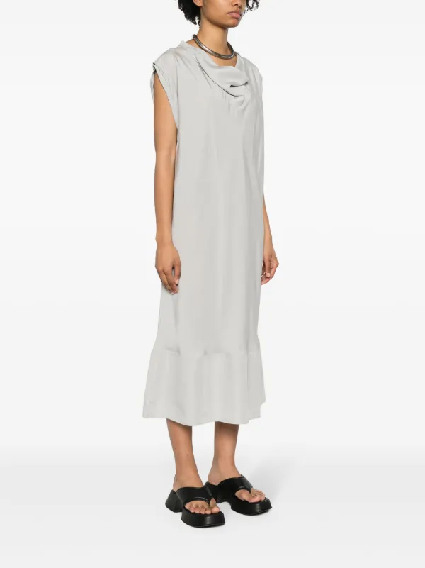 LEMAIRE cowl-neck Sleeveless Midi Dress | Grey | FARFETCH