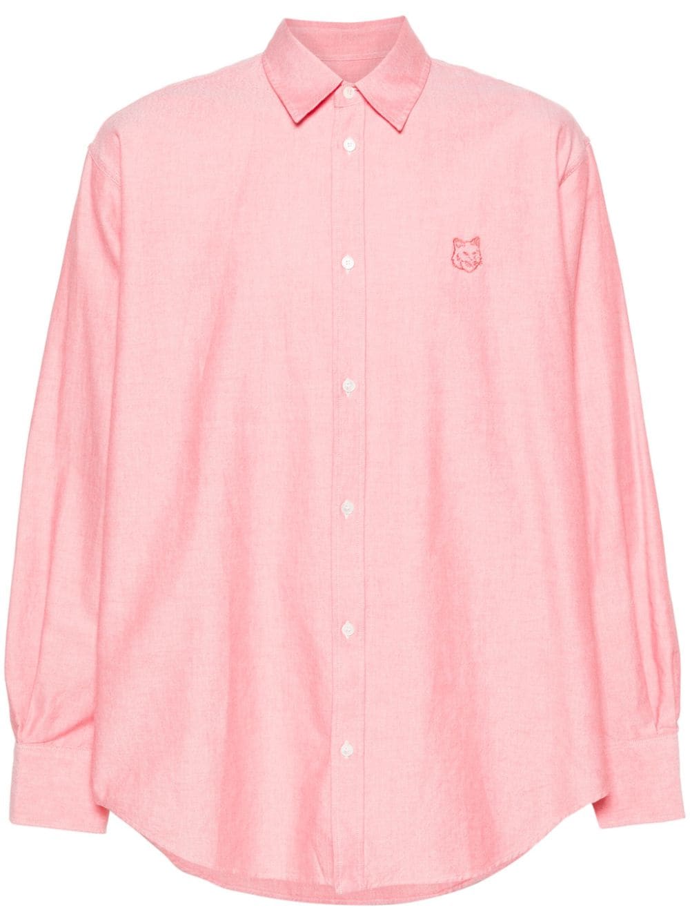 Maison Kitsuné Contour Fox Head-embroidery Cotton Shirt In Pink