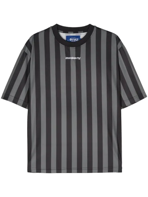 Awake NY logo-embroidered striped T-shirt