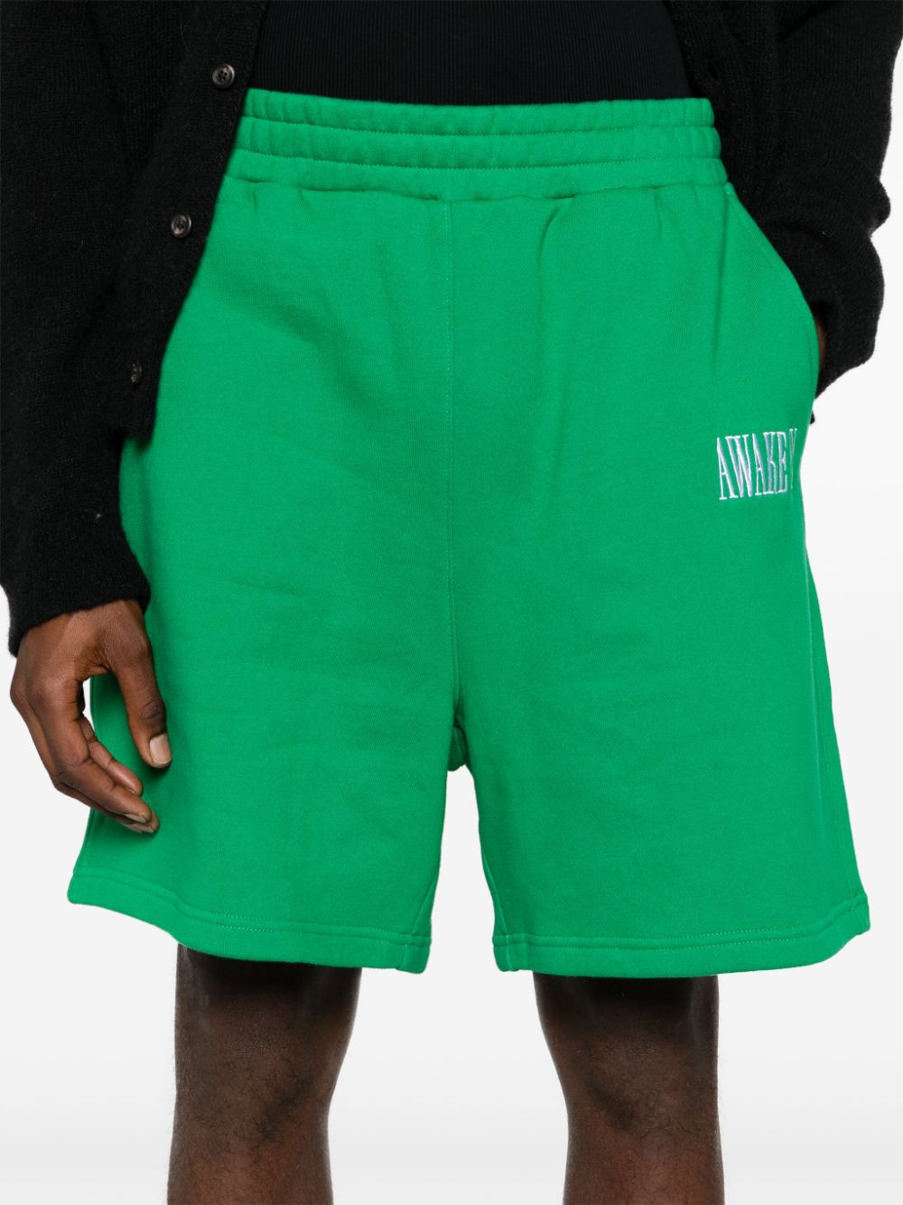Shop Awake Ny Logo-patch Track Shorts In Green