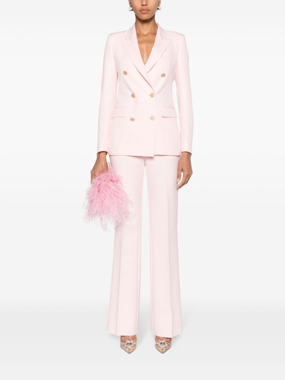Shop Tagliatore Double-breasted Crepe Suit In Pink