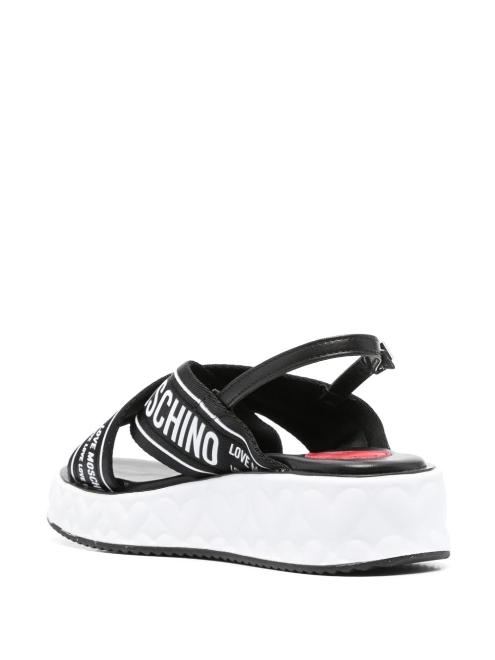 Shop Love Moschino Logo-tape Sandals In Schwarz