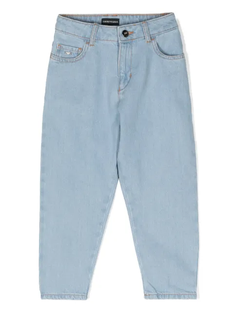 Emporio Armani Kids logo-plaque tapered-leg jeans