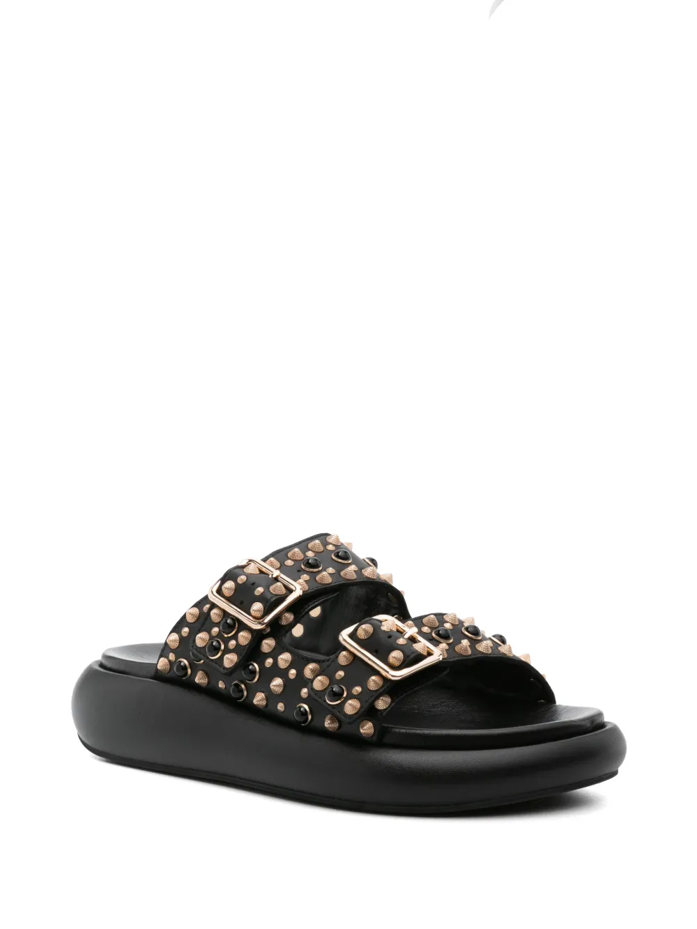  Ash Viking Leather Slides - Black 
