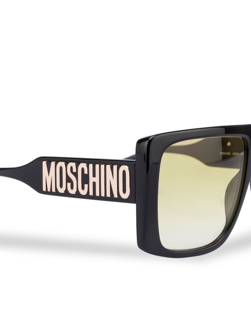 Shop Moschino Eyewear Logo-lettering Oversize-frame Sunglasses In Gelb