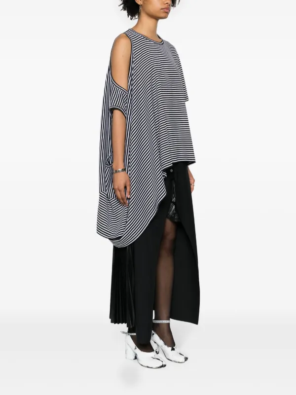 Junya Watanabe Striped off-shoulder T-shirt | Black