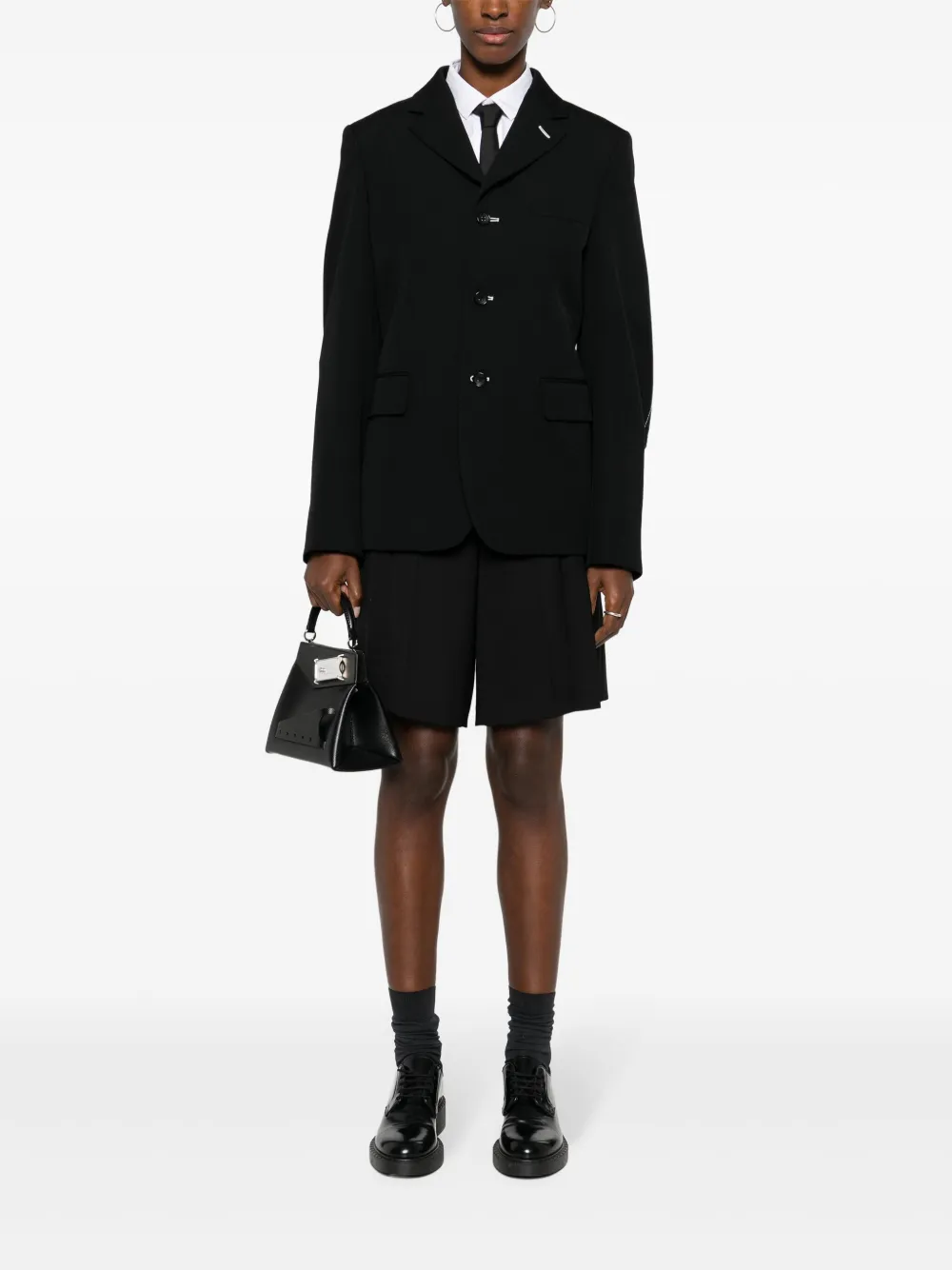 Black Comme Des Garçons Gerafelde blazer Zwart