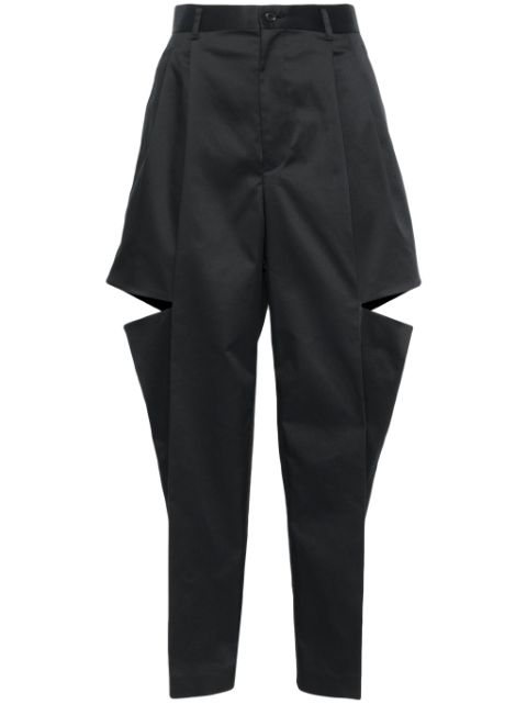 Noir Kei Ninomiya pantalon droit à design plissé