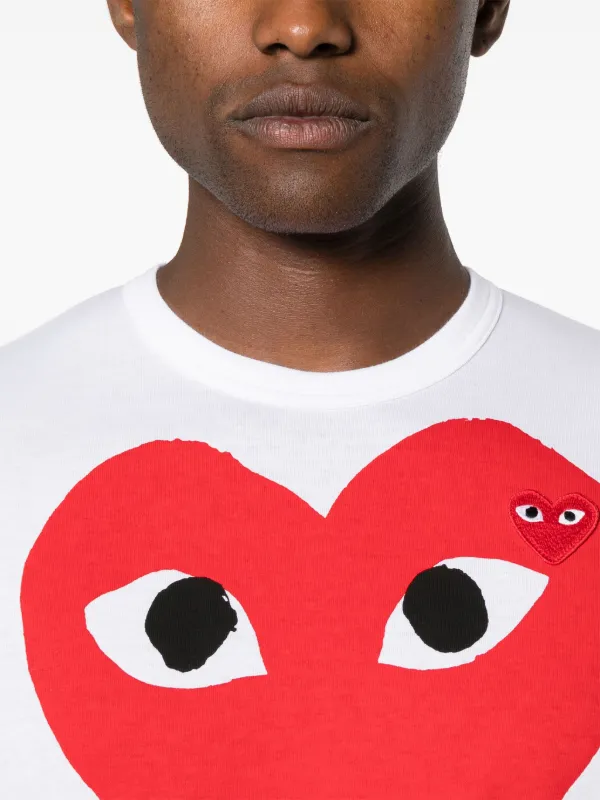 Comme Des Garçons Play heart-print Cotton T-shirt | White