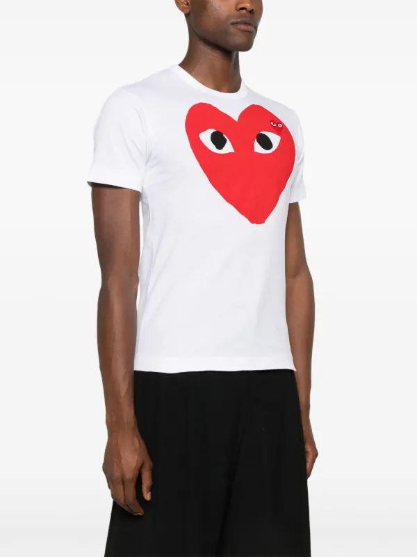 Comme Des Garçons Play heart-print Cotton T-shirt | White