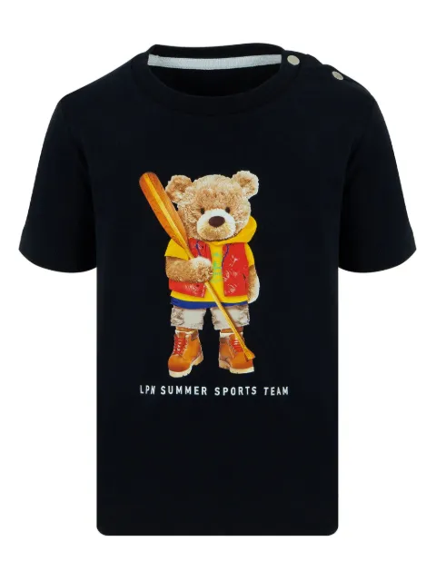 Lapin House bear-print button-fastening T-shirt