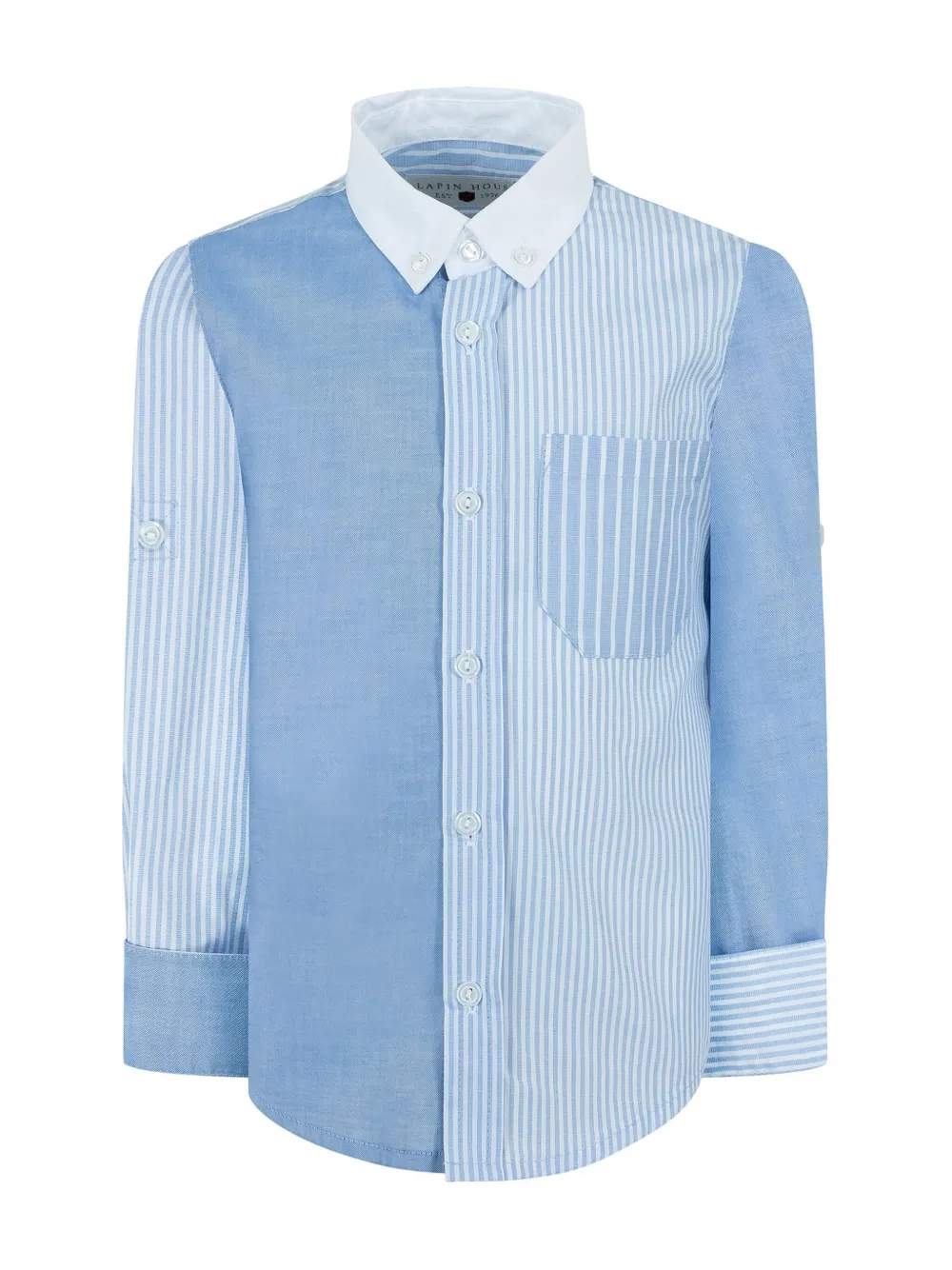 Lapin House Katoenen shirt met gestreept vlak Blauw