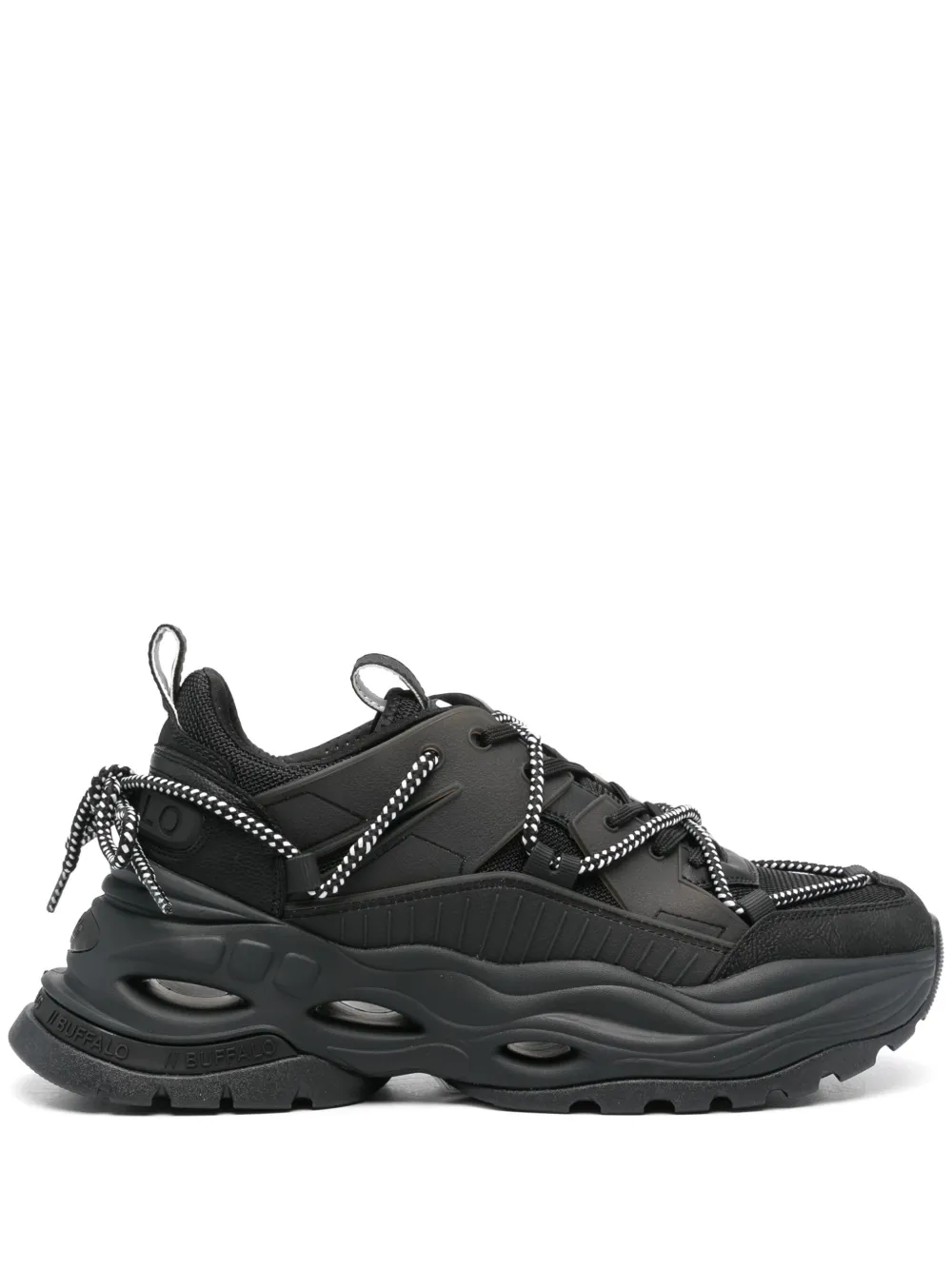 Buffalo Triplet Lace Sneaker Basse Vegan – Nero, Suola Memory Foam, Traspiranti