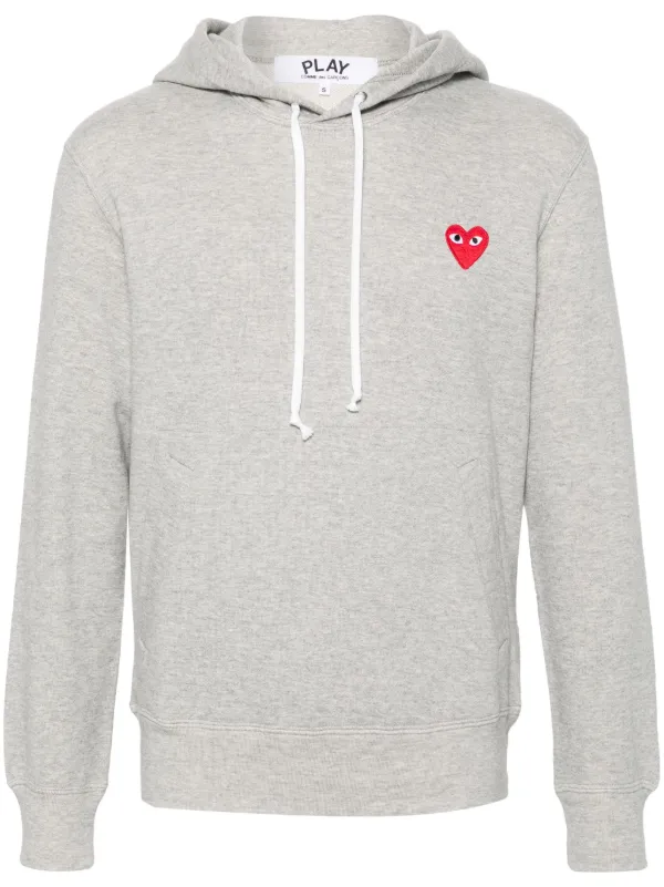 Comme Des Garcons heart patch Hoodie Grey FARFETCH UK