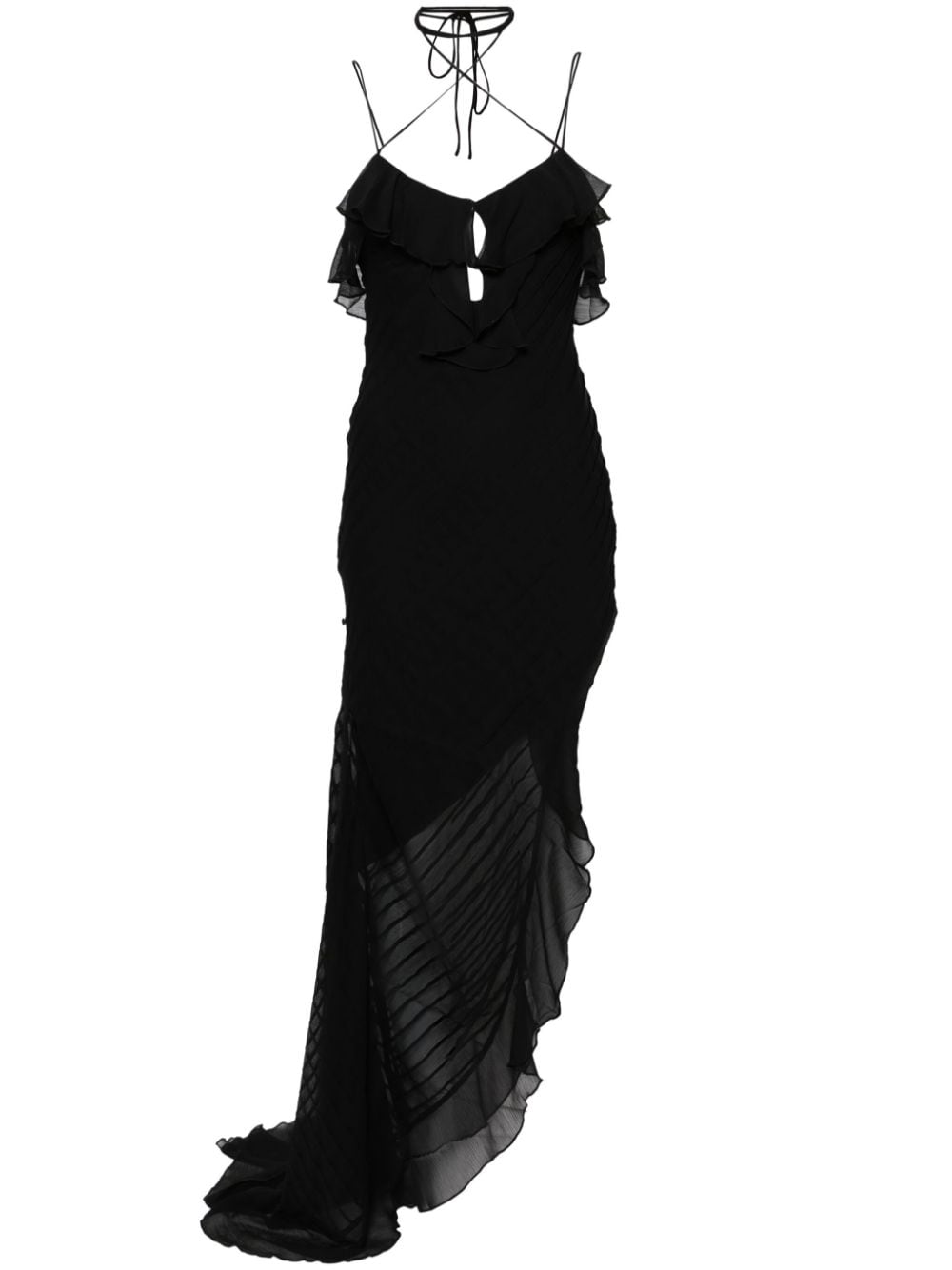De La Vali Magdalena Ruffled Maxi Dress In Black