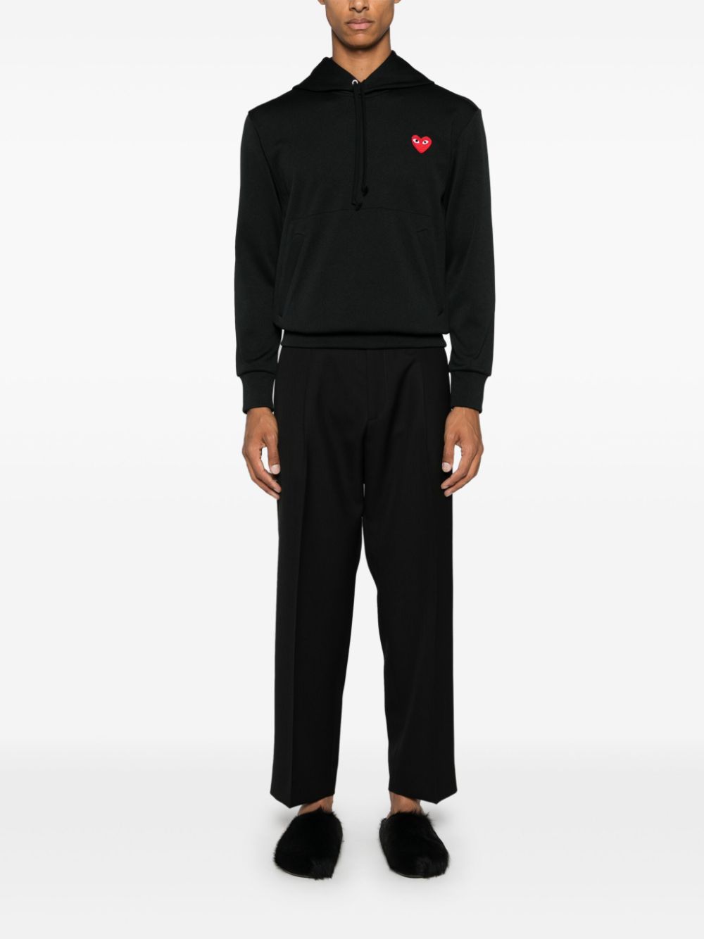 Comme Des Garçons Hoodie met hartpatch - Zwart