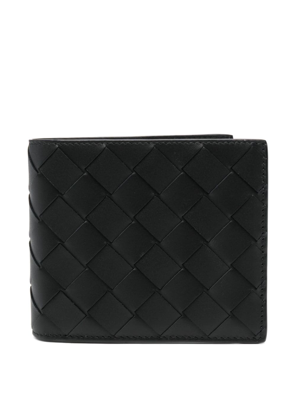 Bottega Veneta Intrecciato Bi-fold Leather Wallet In Black