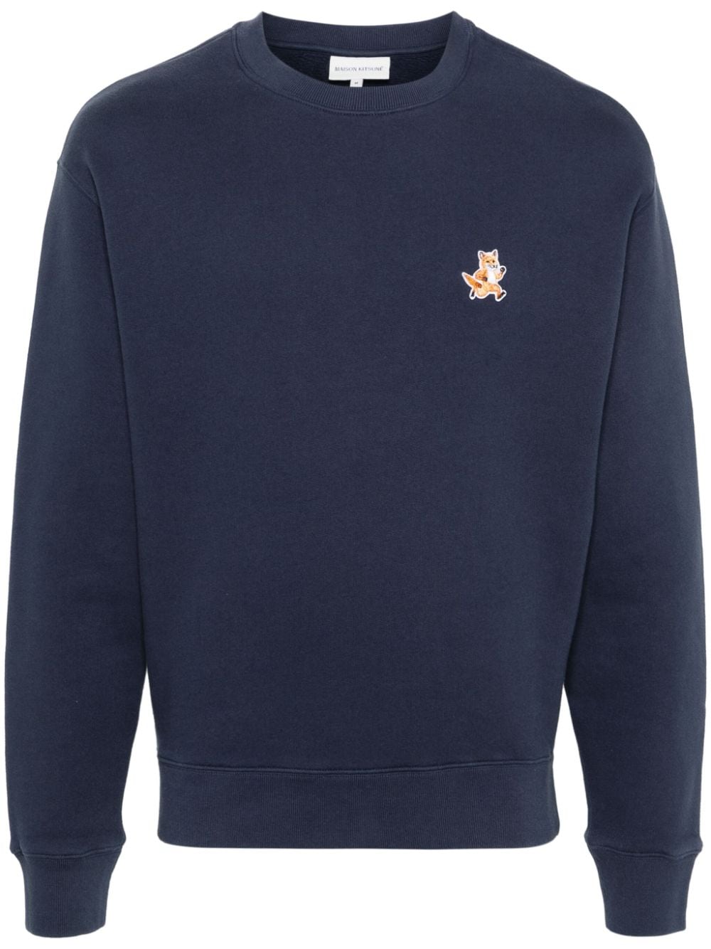 Maison Kitsuné Speedy Fox-patch cotton sweatshirt Blauw