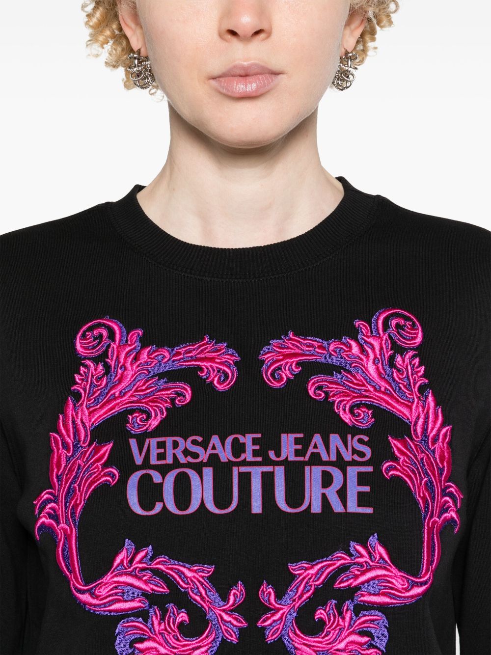 Versace Jeans Couture Katoenen sweater met logoprint Zwart