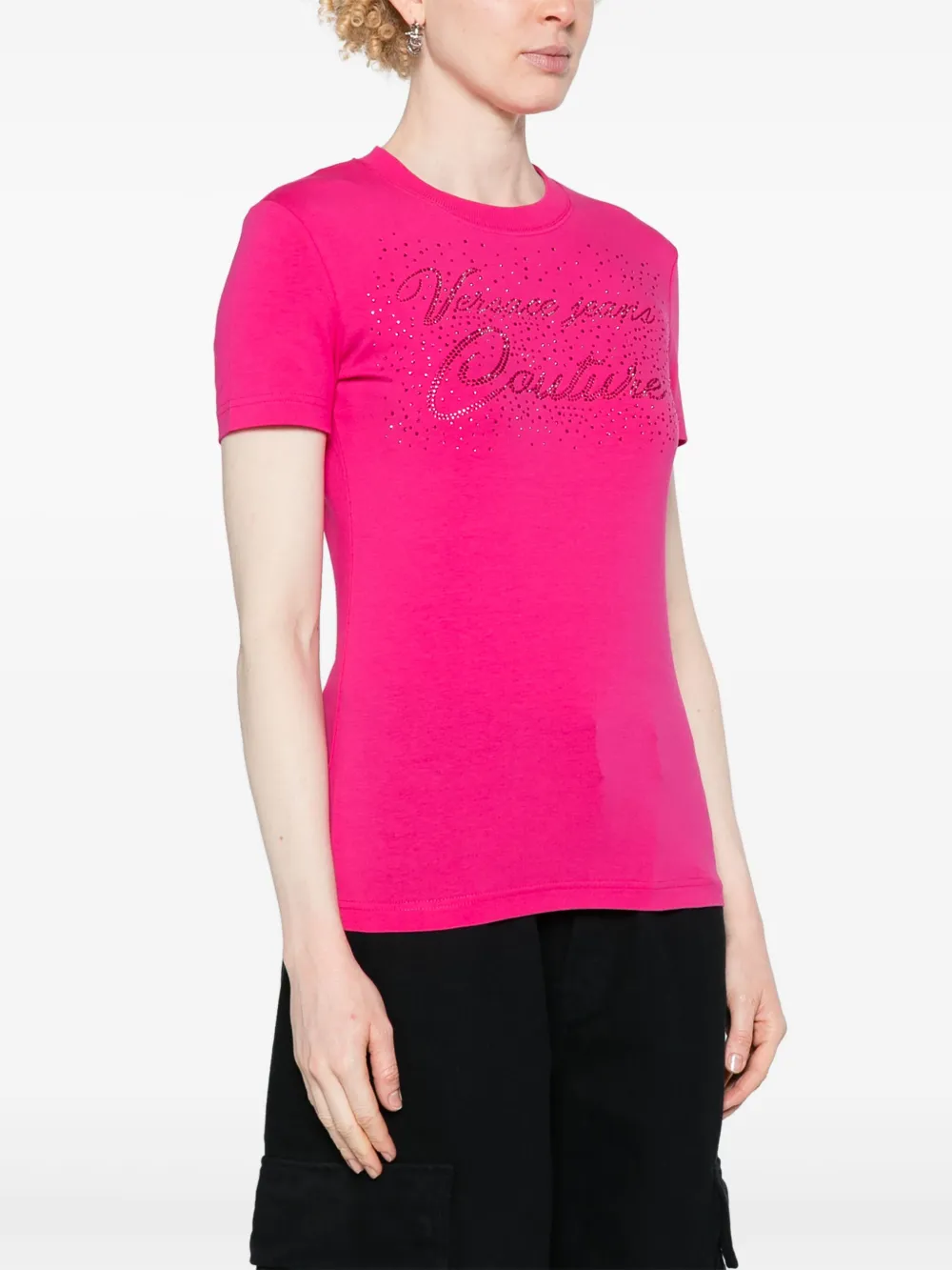 Versace Jeans Couture T-shirt met stras detail Roze