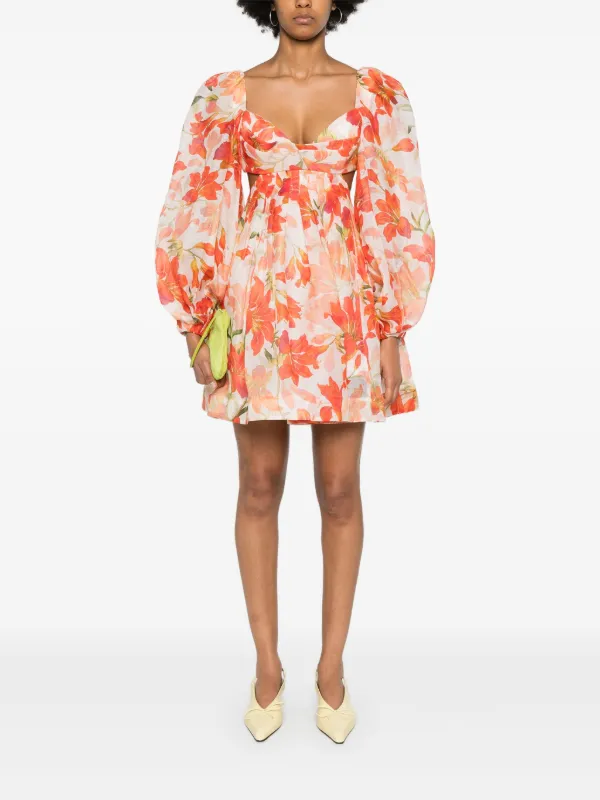 【Zimmermann】Tranquillity floral linen and silk minidress Tranquillity floral linen and silk minidress in