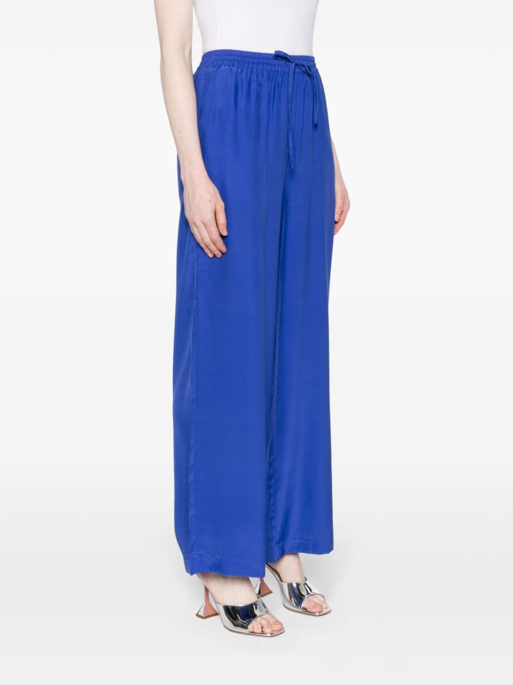 Shop P.a.r.o.s.h Drawstring-waist Silk Trousers In Blue