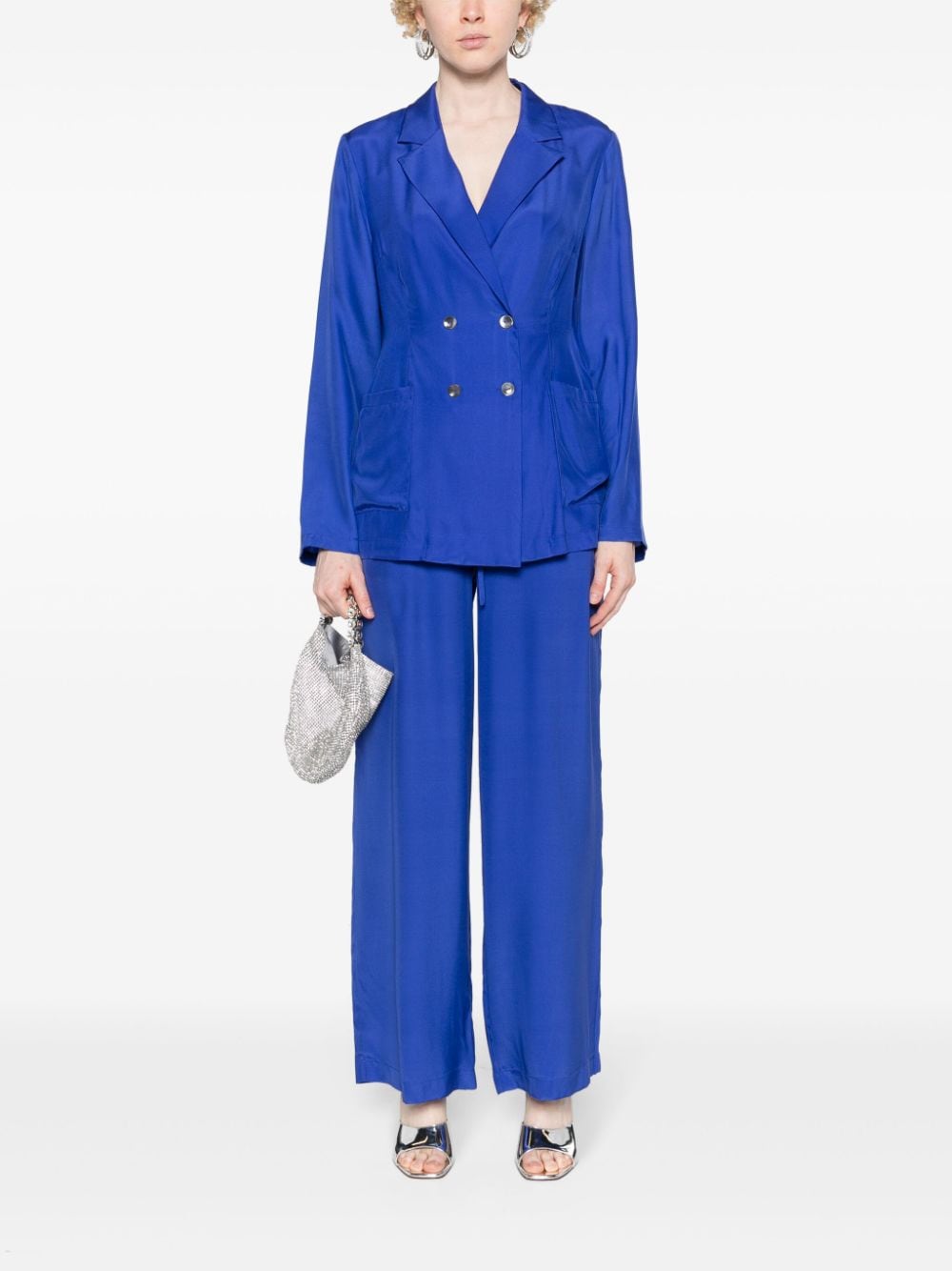 Shop P.a.r.o.s.h Drawstring-waist Silk Trousers In Blue