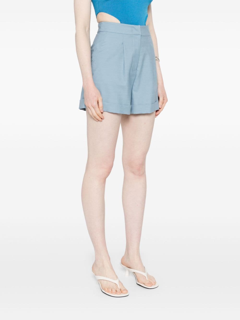 Shop Federica Tosi Pleated Tailored Shorts In Blue