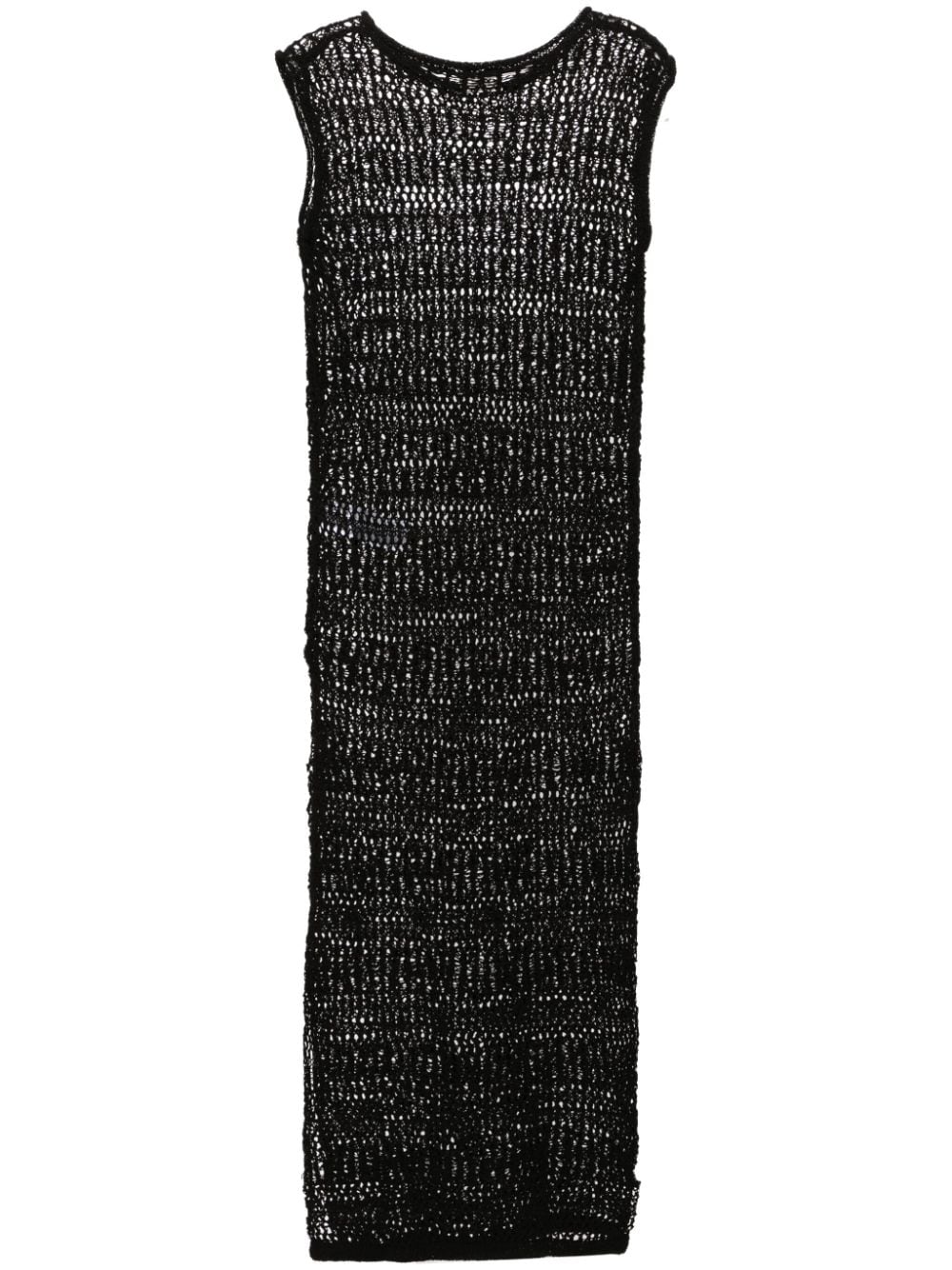 P.a.r.o.s.h Sleeveless Crochet Midi Dress In Black